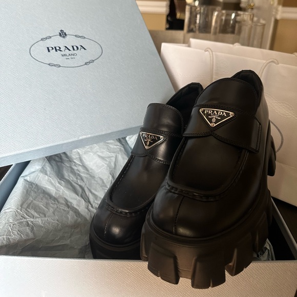 Prada Brushed Leather Loafers - Picture 2 of 4